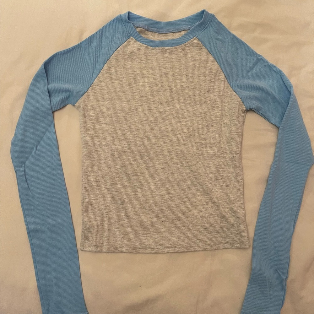 Blue and grey top